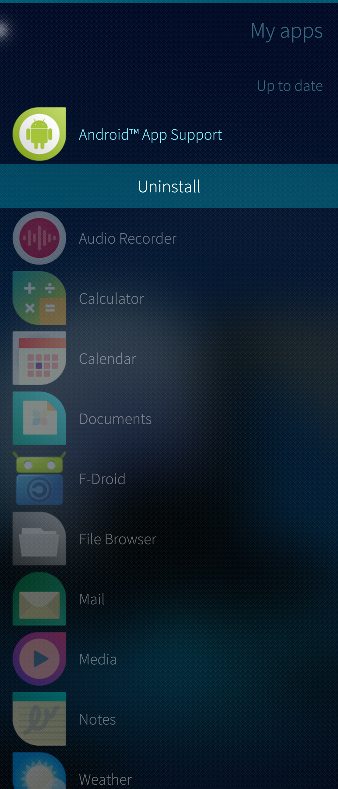 Uninstalling Android App Support