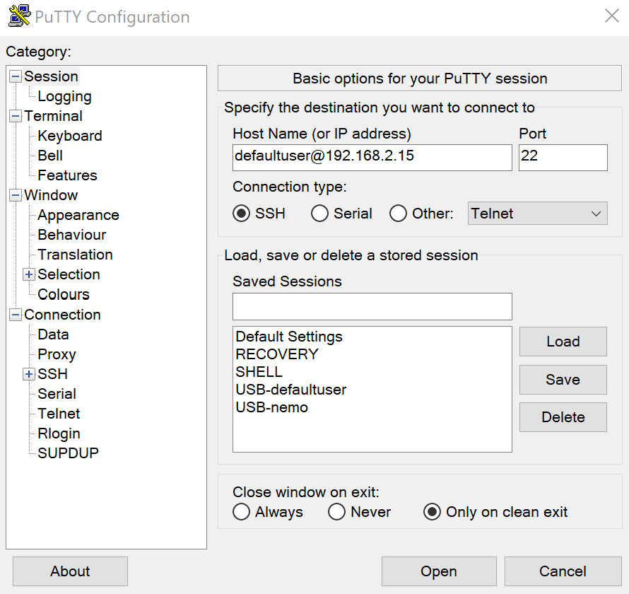 Typing hostname